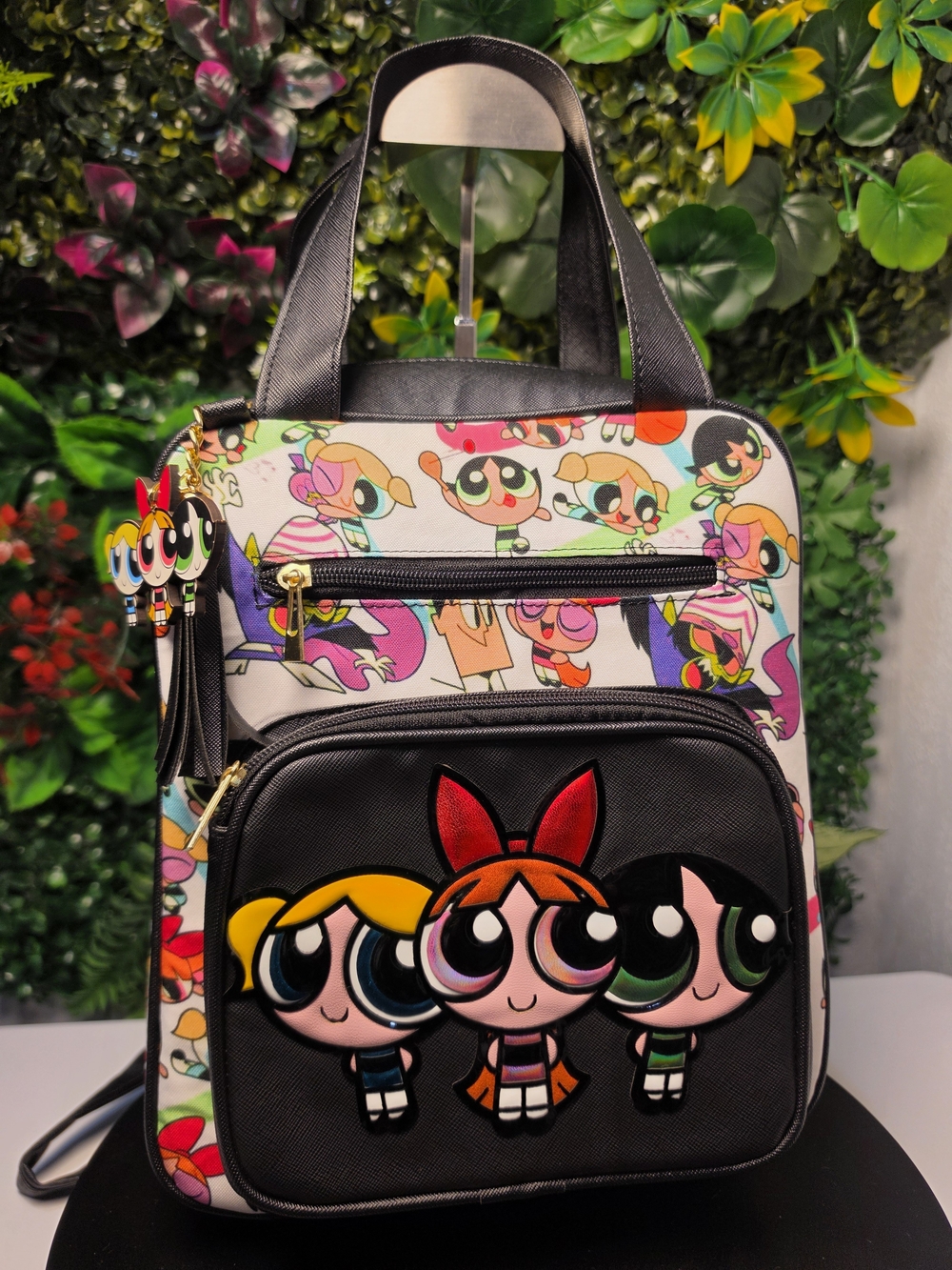 Powerpuff Girls Black Multicolor Graphic Backpack Tote